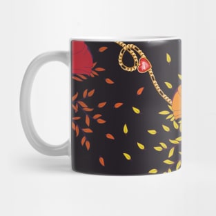 Colorful flowers,leaves, and gold chains,heart diamonds Mug